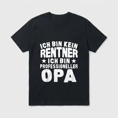 T-Shirt Ruhestand – „Ich bin kein Rentner, ich bin professioneller Opa“ in Weiß – Klassisches T-Shirt in Schwarz