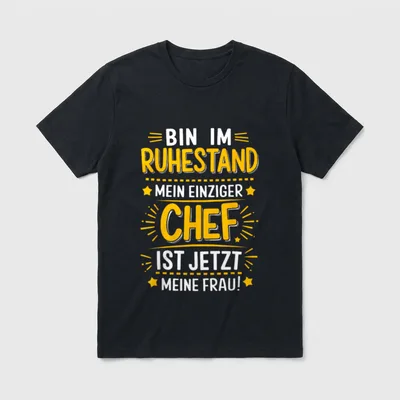 Rentner Ehefrau Chef T-Shirt – Typografie-Rufzug zum Ruhestand mit Stern-Dekoration – Klassisches T-Shirt in Schwarz