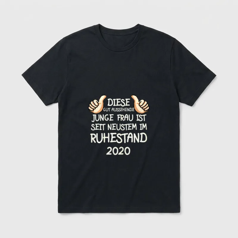 Rentnerin 2020 Rente Lustig Spruch T-Shirt – Zwei Daumen hoch, Spruch zum Ruhestand 2020 – Klassisches T-Shirt in Schwarz