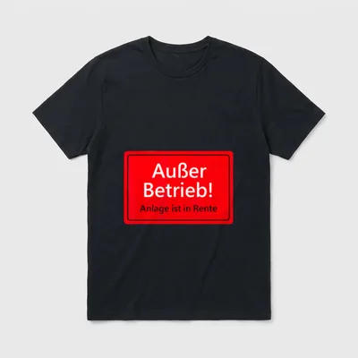 Rente 2020 Rentner Ruhestand T-Shirt – Rotes Schild „Außer Betrieb! Anlage ist in Rente“ – Klassisches T-Shirt in Schwarz