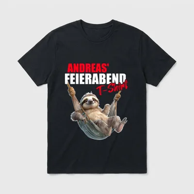 ANDREAS Rente Feierabend Faultier T-Shirt – Klassisches T-Shirt in Schwarz