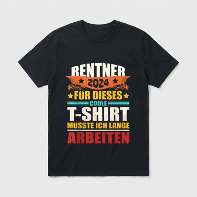 T-Shirt Rente 2024 Herren – Klassisches T-Shirt in Schwarz