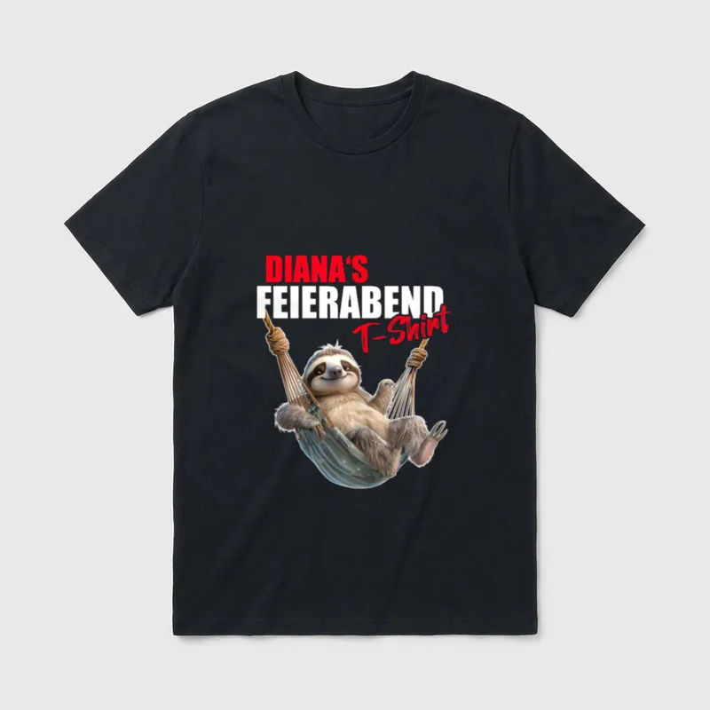 DIANA Rente Feierabend Faultier T-Shirt – Klassisches T-Shirt in Schwarz