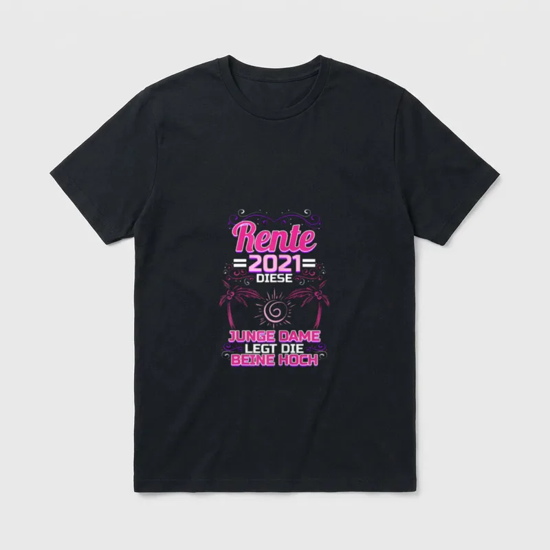 Rentnerin 2021 Ruhestand Rente T-Shirt – Rente 2021 – Diese junge Dame legt die Beine hoch – Klassisches T-Shirt in Schwarz