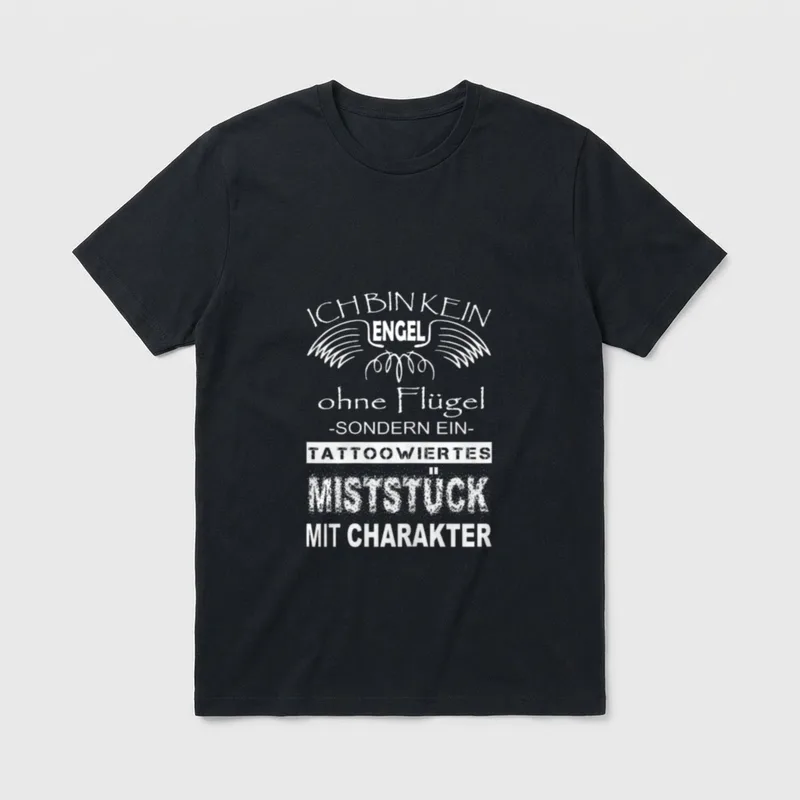 Tattoo Charakter Ironie Engel T-Shirt – Klassisches T-Shirt in Schwarz
