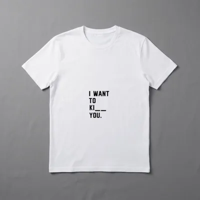 Sarkasmus Ironie I Want T-Shirt – Schriftzug „I Want To Ki__ You.“ auf grauem Grund – Klassisches T-Shirt in Schwarz