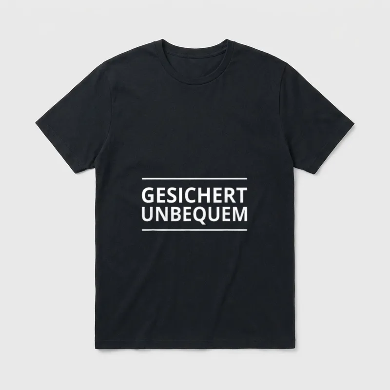GESICHERT UNBEQUEM Sarkasmus Ironie T-Shirt – Klassisches T-Shirt in Schwarz