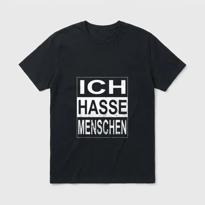 Lustig Ich Hasse Leute T-Shirt – Schriftzug „Ich hasse Menschen“ in weißer Blockschrift – Klassisches T-Shirt in Schwarz