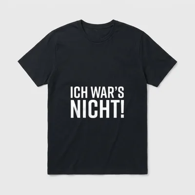 Ich wars nicht lustiger T-Shirt – Weißer Schriftzug „Ich war's nicht!“ auf grauem Stoff – Klassisches T-Shirt in Schwarz