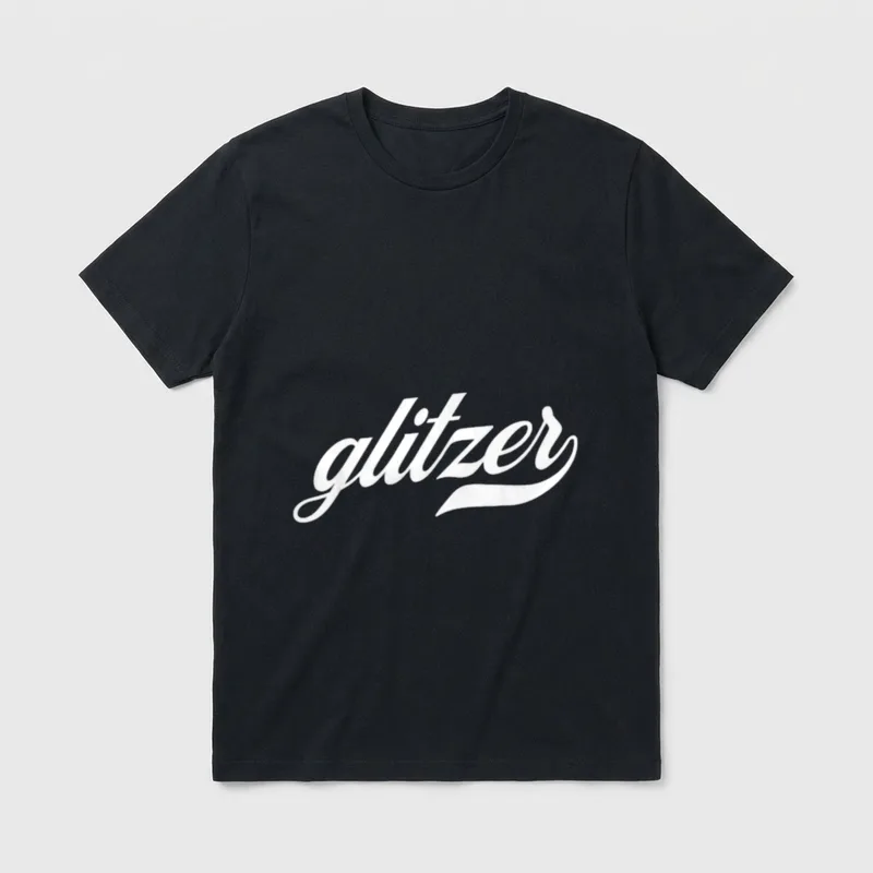 Gute Laune lustige & T-Shirt – Weißer Schriftzug „glitzer“ in Schreibschrift – Klassisches T-Shirt in Schwarz