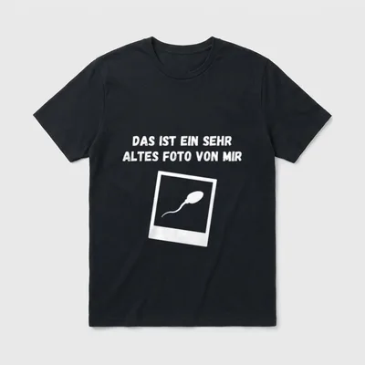 Das Ist Ein Sehr Altes T-Shirt – Polaroid mit Spermienzeichnung und Spruch „Foto von mir“ – Klassisches T-Shirt in Schwarz