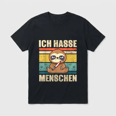 Ich hasse Menschen Faultier T-Shirt – Klassisches T-Shirt in Schwarz