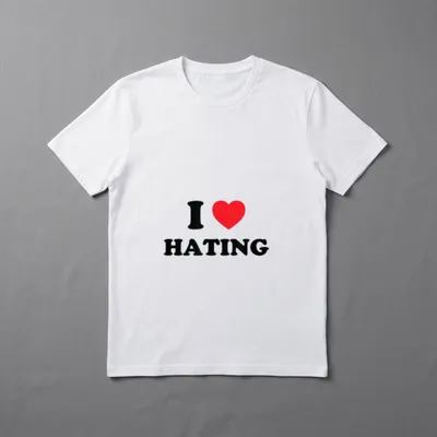 I Love Hating Funny T-Shirt – Schriftzug „I“ und rotes Herz über „HATING“ – Klassisches T-Shirt in Schwarz