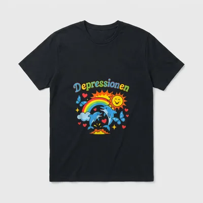 Meme Depressionen Lustiges Ironie T-Shirt – Klassisches T-Shirt in Schwarz