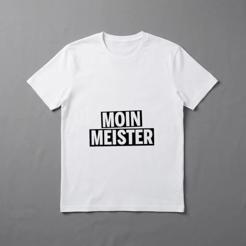 Abschluss T-Shirt Motiv – Schriftzug „Moin Meister“ in schwarzen Blockbuchstaben – Klassisches T-Shirt in Schwarz