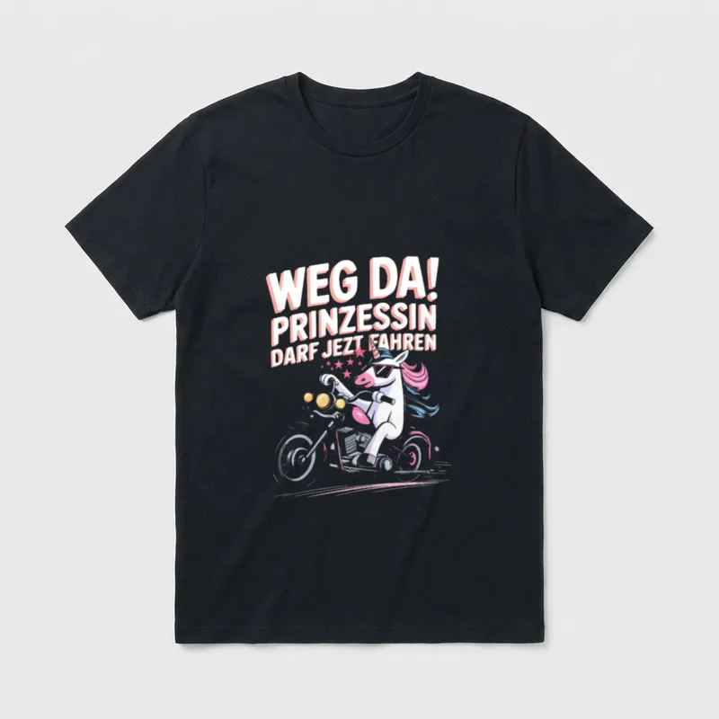 Fahrprüfung Mädchen Lustiges Motorrad T-Shirt – Klassisches T-Shirt in Schwarz