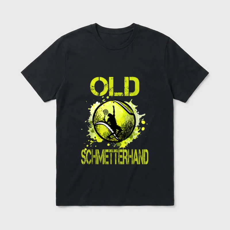 Tennis Tennisspieler mit lustigem T-Shirt – Klassisches T-Shirt in Schwarz