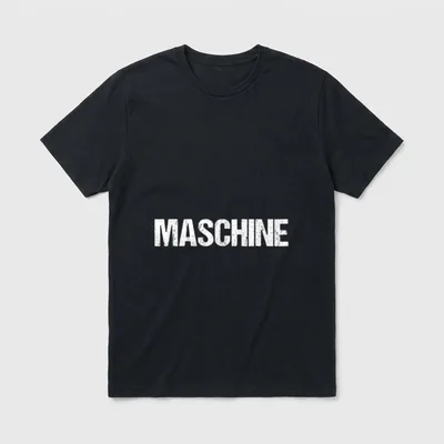 Maschine Spruch lustig Fun T-Shirt – Schriftzug MASCHINE in grober weißer Blockschrift – Klassisches T-Shirt in Schwarz
