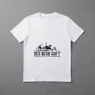 Der Berg Ruft Bergsport T-Shirt – Schriftzug DER BERG RUFT unter gezeichneter Bergsilhouette – Klassisches T-Shirt in Schwarz