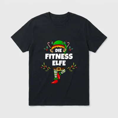 Fitness Elfe Lustiges Weihnachten T-Shirt – Klassisches T-Shirt in Schwarz