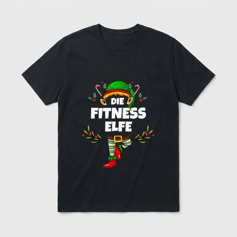 Fitness Elfe Lustiges Weihnachten T-Shirt – Klassisches T-Shirt in Schwarz