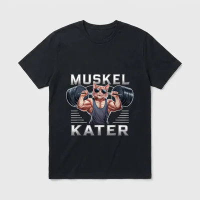 Lustig Muskelkater Katzen Fitness T-Shirt – Klassisches T-Shirt in Schwarz