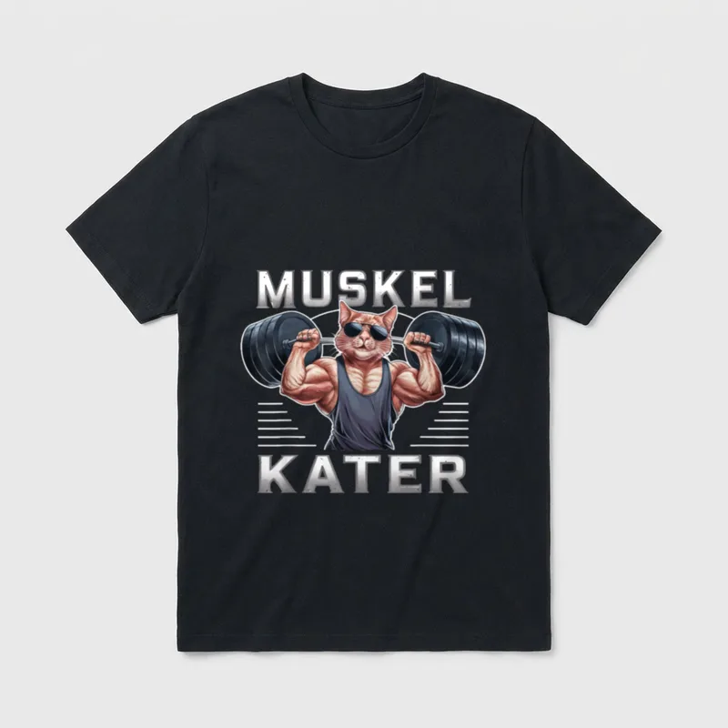Lustig Muskelkater Katzen Fitness T-Shirt – Klassisches T-Shirt in Schwarz