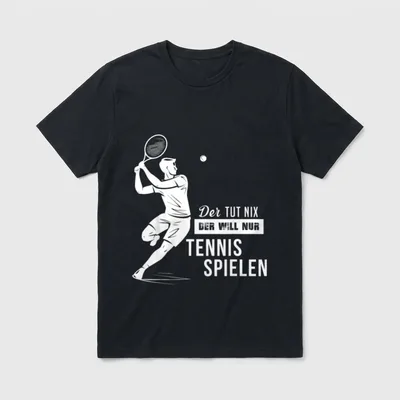 Cooles Tennis Der Tut T-Shirt – Tennisspieler mit Schläger und Spruch „Der tut nix“ – Klassisches T-Shirt in Schwarz