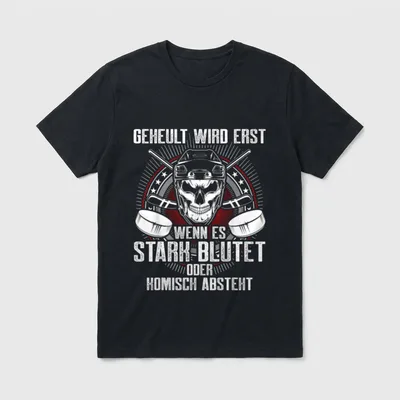 Lustiger Eishockey Totenkopf Skull T-Shirt – Klassisches T-Shirt in Schwarz