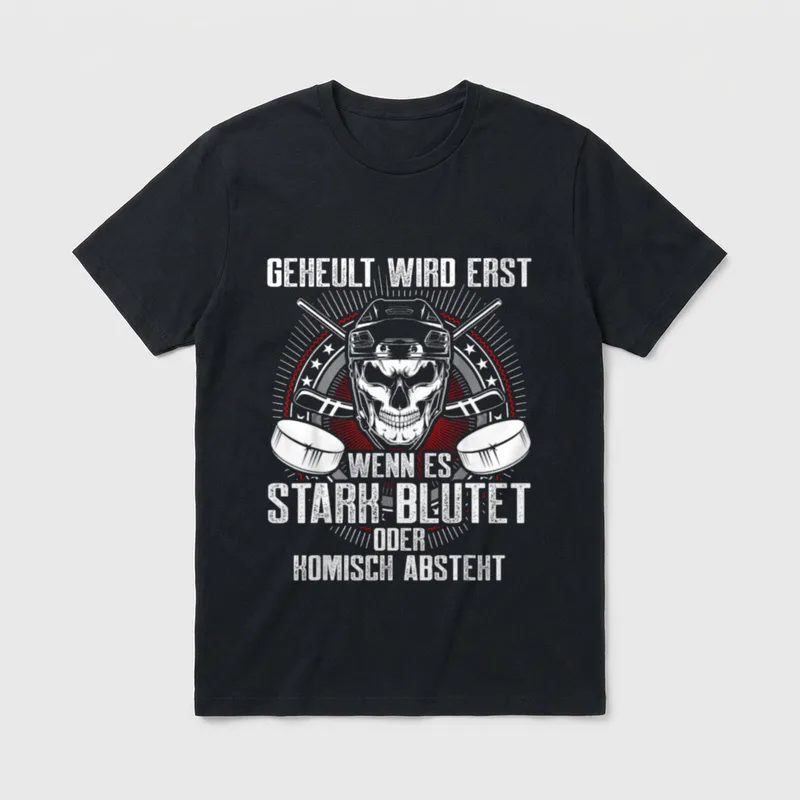 Lustiger Eishockey Totenkopf Skull T-Shirt – Klassisches T-Shirt in Schwarz