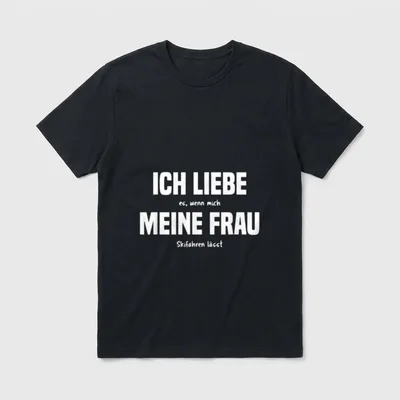 Skifahren Ski Skifahrer Schi T-Shirt – Ich liebe es, wenn mich meine Frau Skifahren lässt – Klassisches T-Shirt in Schwarz