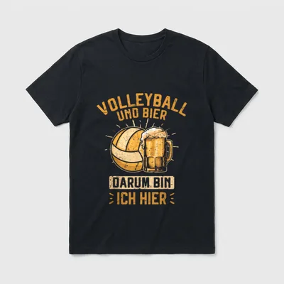 Volleyball und Bier Darum T-Shirt – Klassisches T-Shirt in Schwarz