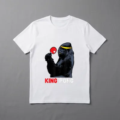 King Pong Lustiges Gorilla T-Shirt – Klassisches T-Shirt in Schwarz