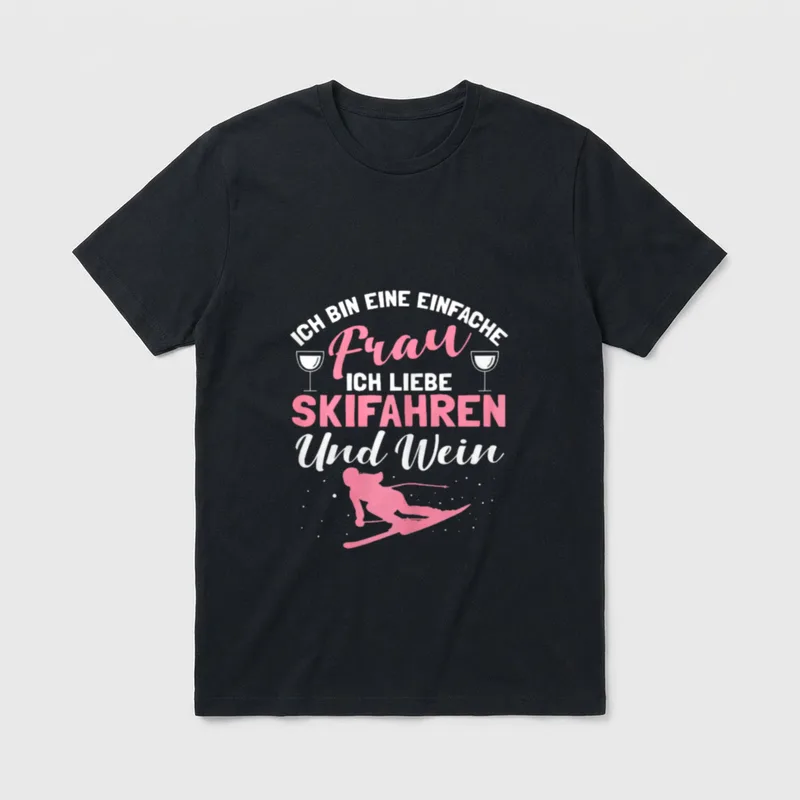 Lustig Skifahren Berg Sport T-Shirt – Klassisches T-Shirt in Schwarz