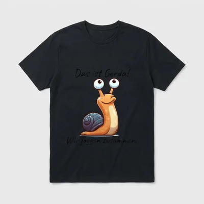Sport Shirt weiß – Schnecke Gerda mit Spruch „Wir joggen zusammen.“ – Klassisches T-Shirt in Schwarz