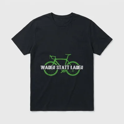 Lustiges Rad Waden Statt T-Shirt – Grünes Rennrad mit Schriftzug „Waden statt Laden“ – Klassisches T-Shirt in Schwarz