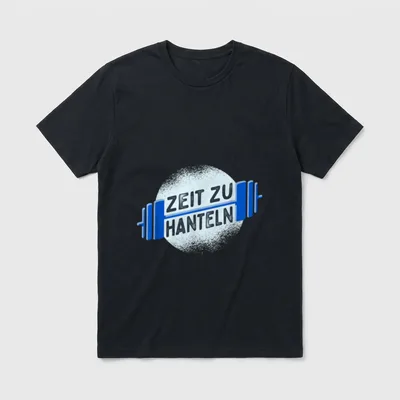 Zeit Zu Hanteln Lustiges T-Shirt – Hantelstange mit Schriftzug „Zeit Zu Hanteln“ – Klassisches T-Shirt in Schwarz
