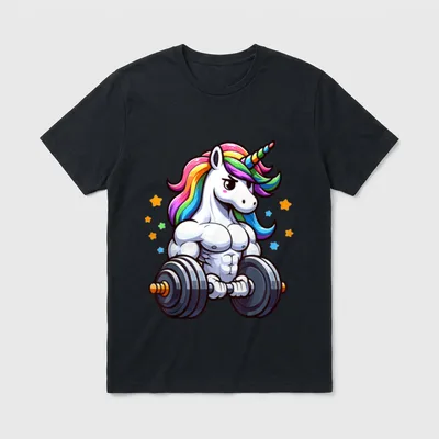 Lustiges Fitness-Einhorn T-Shirt – Klassisches T-Shirt in Schwarz