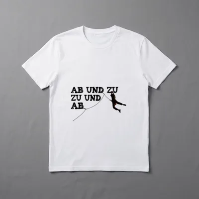 Ab T-Shirt – AB UND ZU ZU UND AB mit Kletterer-Silhouette am Seil – Klassisches T-Shirt in Schwarz