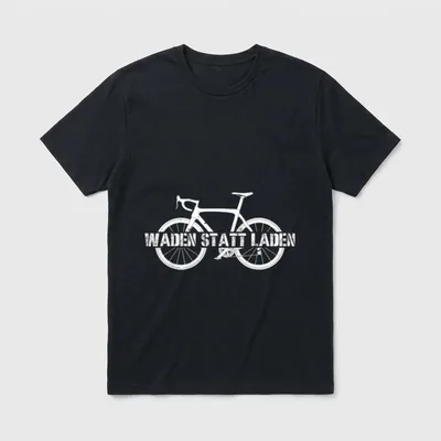 Rad Lustiges Fahrrad Waden T-Shirt – Rennrad-Grafik mit Schriftzug „Waden statt Laden“ – Klassisches T-Shirt in Schwarz