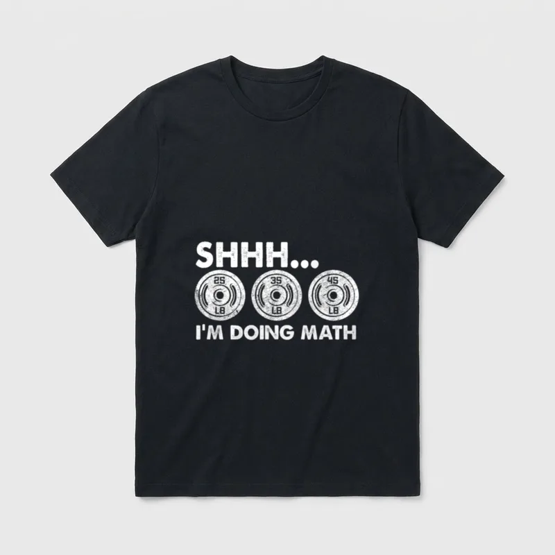 I'm Doing Math Lover T-Shirt – Hantelscheiben 25, 35, 45 mit Spruch „Shhh... I'm Doing Math“ – Klassisches T-Shirt in Schwarz