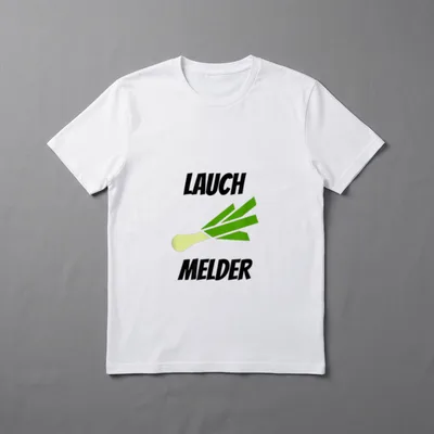 Lauch Melder Lustiges Fun T-Shirt – Schriftzug „Lauch Melder“ mit gezeichnetem Porree – Klassisches T-Shirt in Schwarz