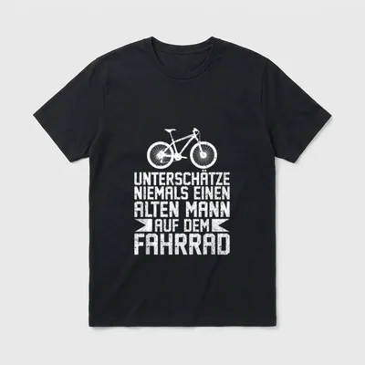 Rad Radsport Lustiges T-Shirt – Fahrrad-Umriss mit Spruch über alten Mann auf dem Rad – Klassisches T-Shirt in Schwarz