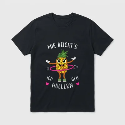 Ananas Hula Motiv Hoop T-Shirt – Klassisches T-Shirt in Schwarz