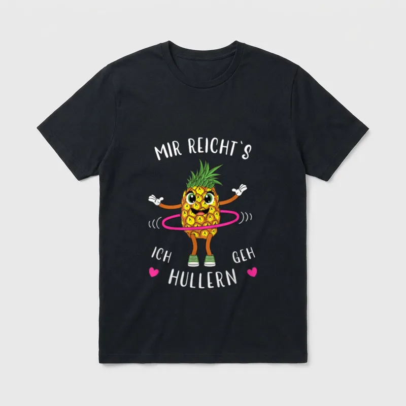 Ananas Hula Motiv Hoop T-Shirt – Klassisches T-Shirt in Schwarz