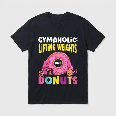Gymaholic Donut Lustiges Fitness-Design T-Shirt – Klassisches T-Shirt in Schwarz