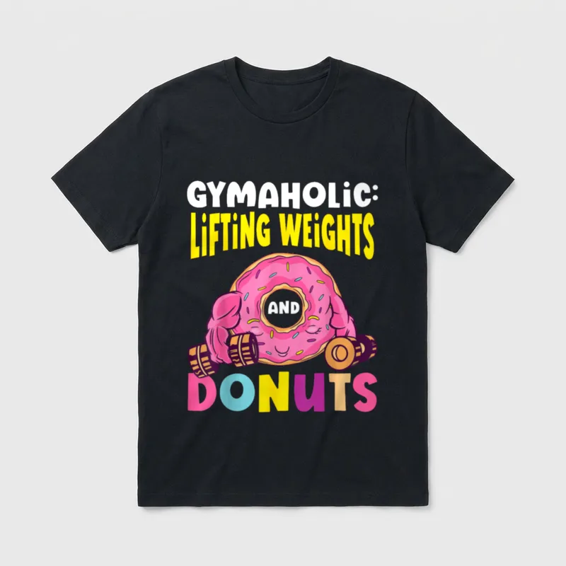 Gymaholic Donut Lustiges Fitness-Design T-Shirt – Klassisches T-Shirt in Schwarz