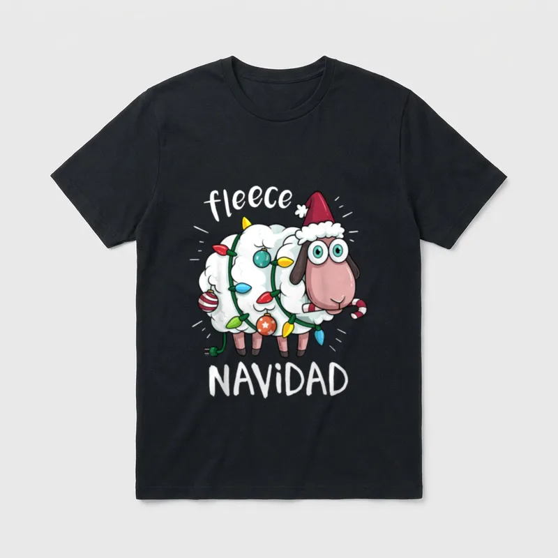 Vlies Feliz Navidad lustiges T-Shirt – Klassisches T-Shirt in Schwarz