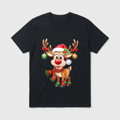 Weihnachten Rentier Rudolph Lustig T-Shirt – Klassisches T-Shirt in Schwarz