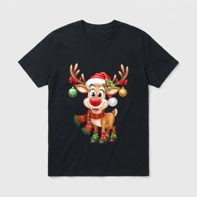 Weihnachten Rentier Rudolph Lustig T-Shirt – Klassisches T-Shirt in Schwarz